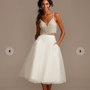 Elegant White Tulle Dress from David’s bridal size 14